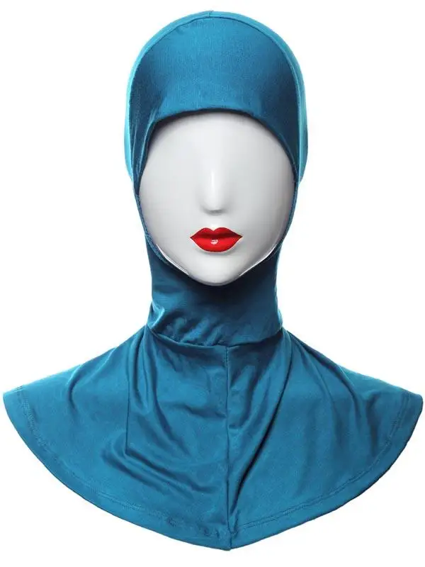 Рамадан мусульманская женская внутренняя шапка Полное покрытие Исламский под шарф шапка под хиджаб головной убор Ниндзя Капот Amira Niquabs сплошной цвет мода - Цвет: Lake Blue
