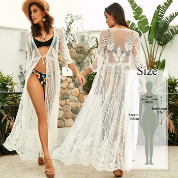 

New Summer Bikini Cover-ups Bohemian Dot Printed Flare Sleeve Ruffed Summer Beach Dress Chiffon Tunic Women Swimsuit Cover Up