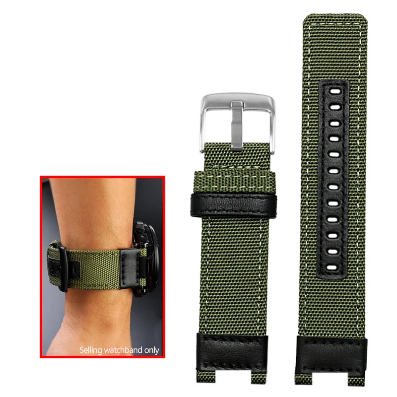 Correa de reloj de lona de nailon y cuero para G-shock Casio GST-B100/S130/S100G/W300G/W330/400G/410 GST-W120L/S120/W130L/S110 Correa para hombre
