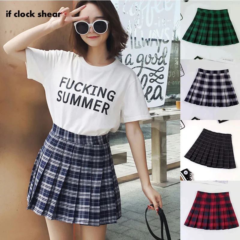 Harajuku, студенческие короткие юбки, новые милые корейские клетчатые женские юбки на молнии с высокой талией, студенческие плиссированные клетчатые юбки, сексуальные мини-юбки