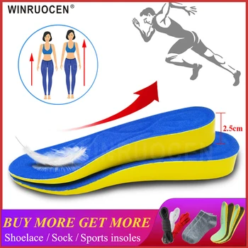 

WINRUOCEN PU Height increase insoles for men/women 2.5cm invisiable arch support orthopedic insoles shock absorption insert