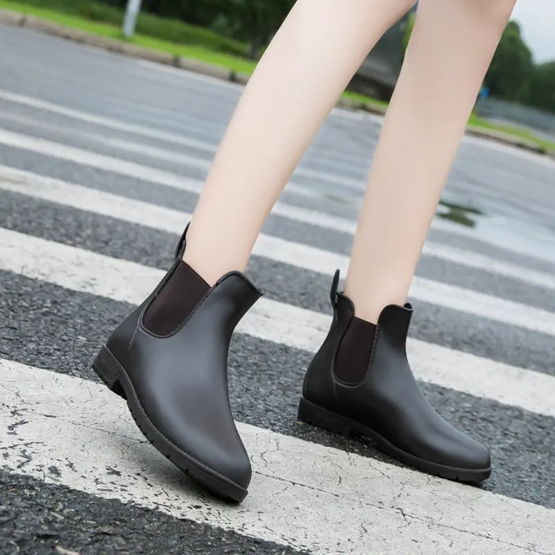 Couples Waterproof Chelsea Boots Women Platform Rain Shoes 2021