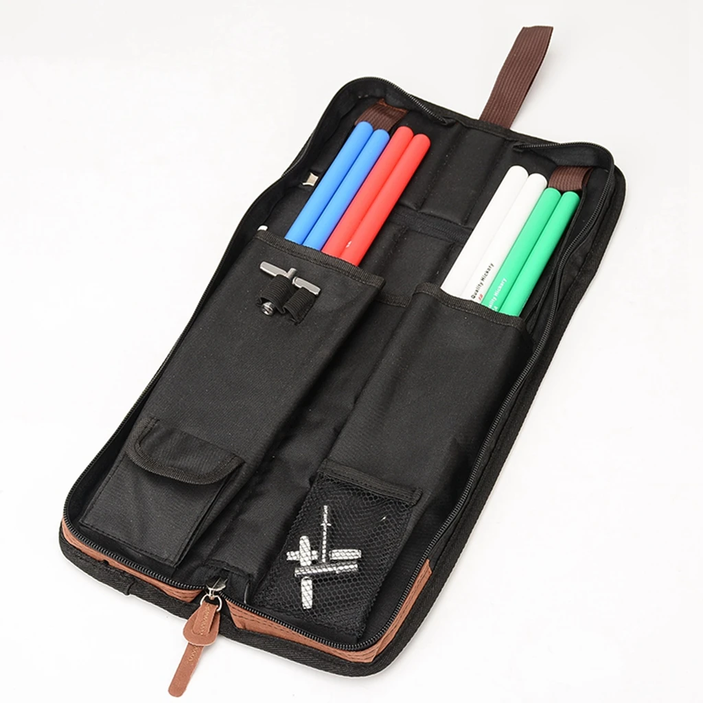 Durable Cotton Padded Drumstick Bag Drum Stick Holder Soft Carrying Case for Sticks Mallets Large Capacity Musical Accessory