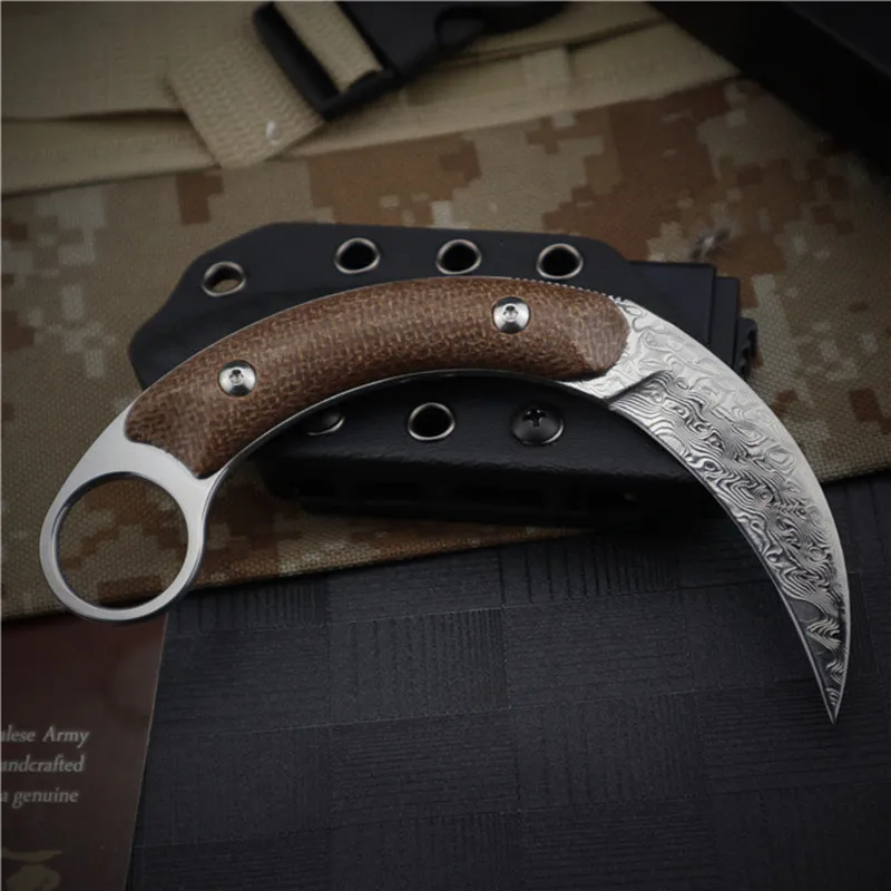 HS инструменты Дамасские vg10 стальные коготь ножи Karambit прямой нож охотничий нож из дамасской стали Открытый походный Нож EDC