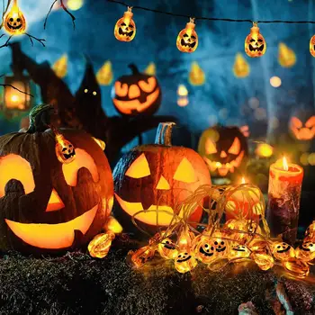 

5m 20LED halloween Decor Stringed Light Solar Powered Halloween Pumpkin Fairy Light Stringed Holiday Lamp Decor Waterproof Light