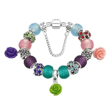 Модные ювелирные изделия браслеты, DIY браслет из сплава с бусинами, розовый кулон браслет подарок на день Святого Валентина