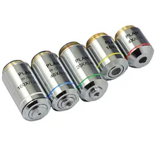 Серебряный Биологический микроскоп 4X 10X 20X 40X 100X Бесконечность план объектив резьба rms для микроскопа Olympus