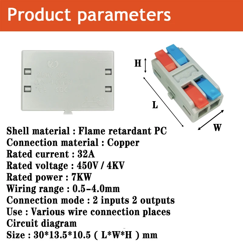 Mini Fast Wire Cable Connectors Universal Compact Conductor Spring Splicing Wiring Connector Push-in Terminal Block SPL/KV-2/3