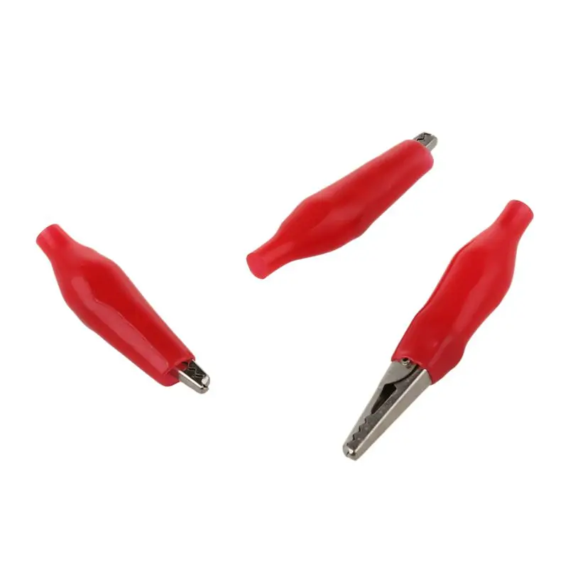 New-20 Pcs Black Red Soft Plastic Coated Testing Probe Alligator Test Clip