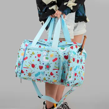 

Big Capacity Portable Knitting Tote Bag with Handle Sewing Accessories Crochet Needles Organizer Durable Travel Yarn Storage Bag