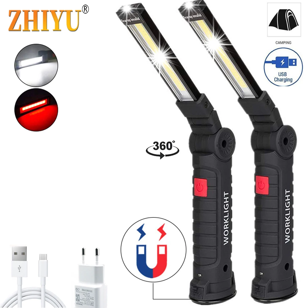 

COB LED Flashlight 360 Rotating Soft lighting USB Rechargeable Portable High Power 5 Modes Studying Working Torch Lamp Lantern