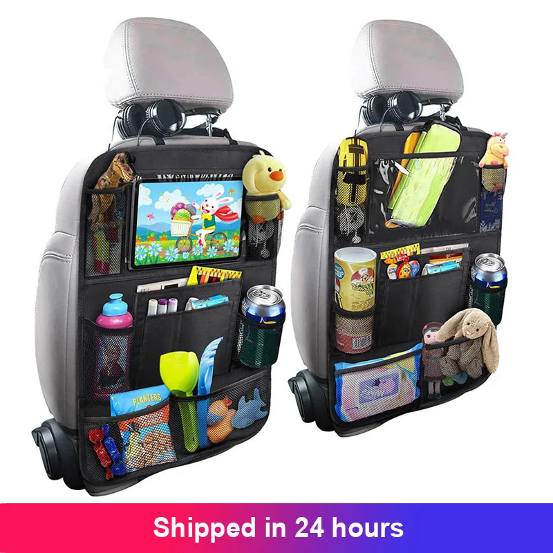 1PC Car Back Seat Organizer Kids Car Backseat Cover Protector with Touch Screen Tablet Holder Kick Mats with Pocket for Toys