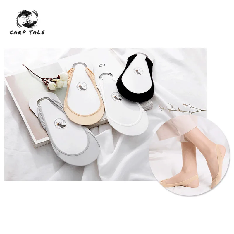 

1 pair ice silk garter sets spring summer invisible socks candy color silicone non-slip shallow mouth female slipper socks