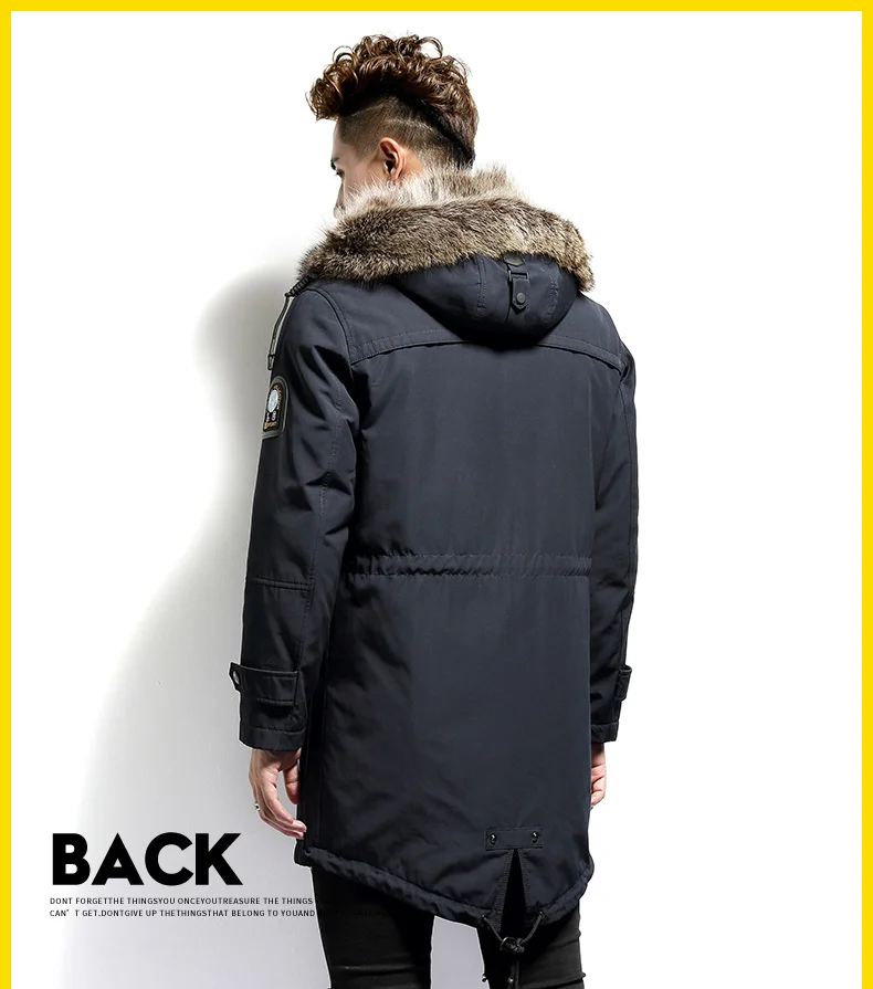 Пальто с натуральным мехом зимняя куртка для мужчин парка енота мужские длинные