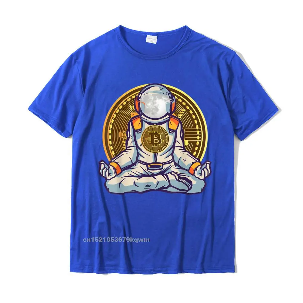 Cotton Fabric Male Short Sleeve Casual Top T-shirts Design Tops Shirt Company Funny Round Neck Top T-shirts Free Shipping Bitcoin Coin Meditation To the Moon BTC Crypto trader T-Shirt__4047 blue