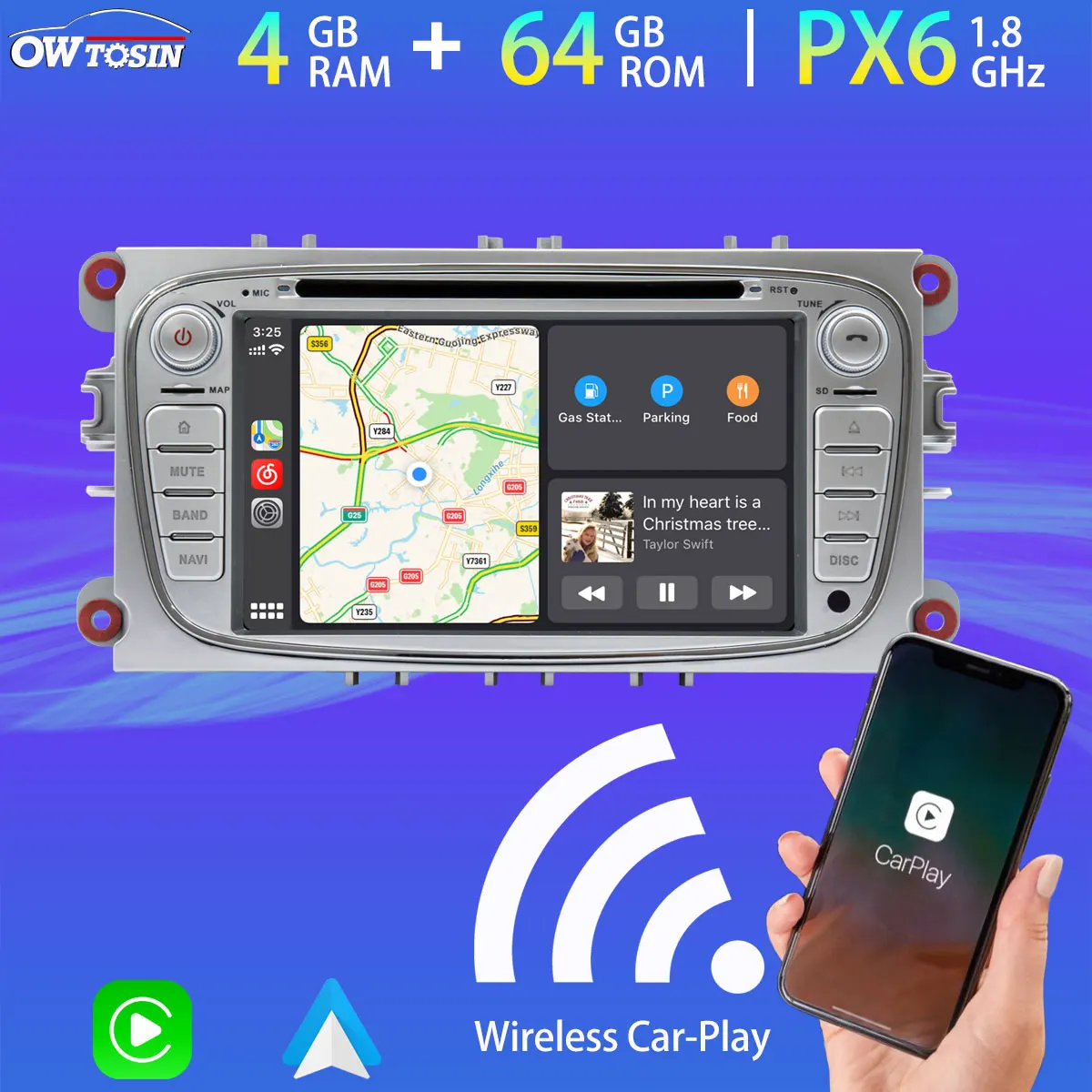 PX6 4G + 64G Android 10 автомобильный мультимедийный плеер для Ford Focus C S Max Mondeo Galaxy навигация