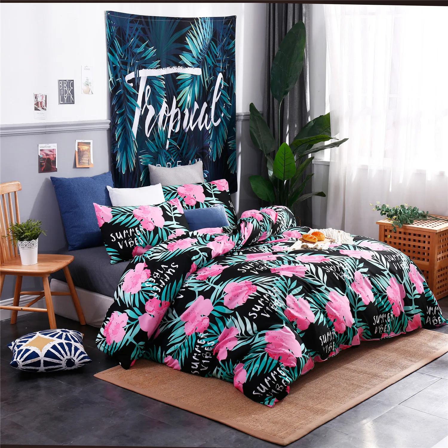 

Duvet Cover Luxury Tencel Bedding Set Twin King Queen Size Pillowcase Bed Set Printing Colorful Quilt Cover Sheet Linens Set