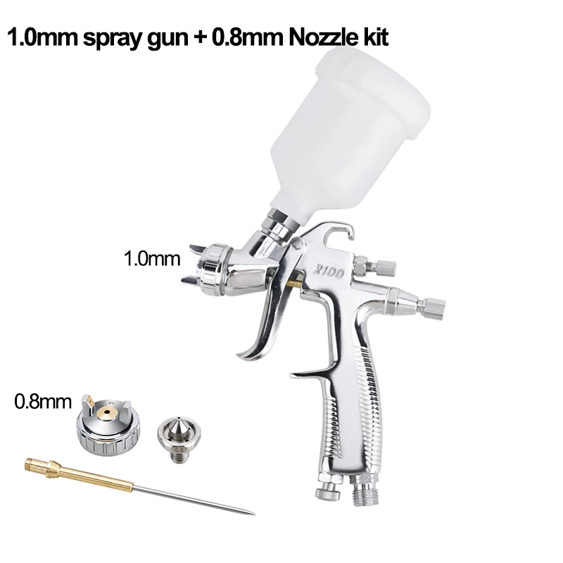 Industrial LVLP Spray Gun RONGPENG R100 0.8/1.0mm Nozzle Gravity