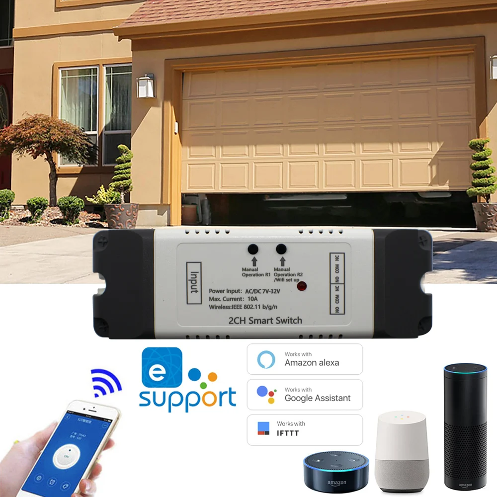 WiFi inteligente de Control remoto inalámbrico interruptor módulo Universal entre cerradura de auto-bloqueo Wifi interruptor temporizador para puerta de garaje abridor de puerta