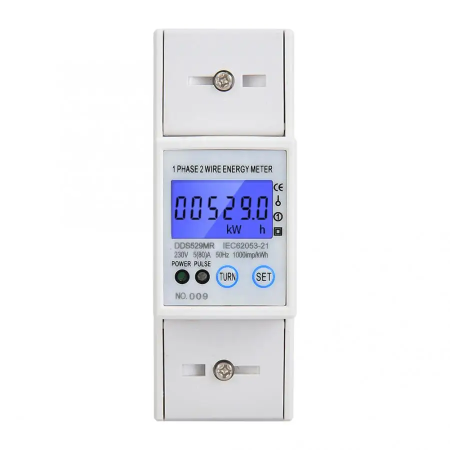 Измеритель мощности DDS529MR 1 фаза 2 провода ЖК дисплей цифровой 230 В 2P DIN рейка