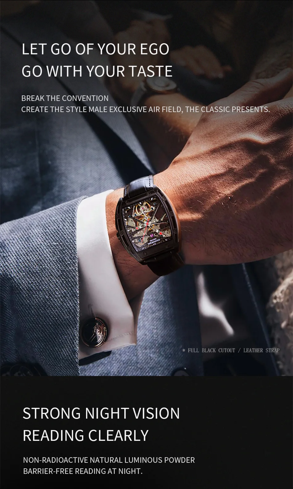 Men Mechanical Wristwatches GUANQIN GJ16147 Luminous Sapphire Men's Watch Waterproof Green Blue Leather Strap Watches for Men (11)