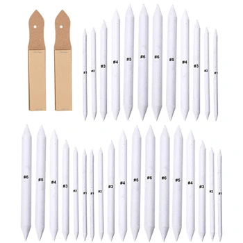

Paper Blending Stumps and Tortillions Set with 2 Pieces Sandpaper Pencil Sharpener for Student Sketch Drawing 30Pcs