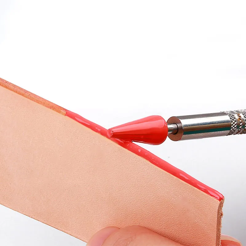 Ручка-аппликатор для склеивания масла с кожаным краем DIY, инструмент для быстрого нанесения краски, инструмент для изготовления кожаных изделий, двойная латунная головка