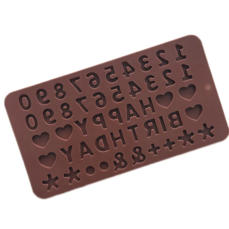 Happy Birthday Alphanumeric Symbols Letters Silicone Mold Heart-shaped Chocolate Fondant Cake Diy For Kitchen Baking Mold Tools3