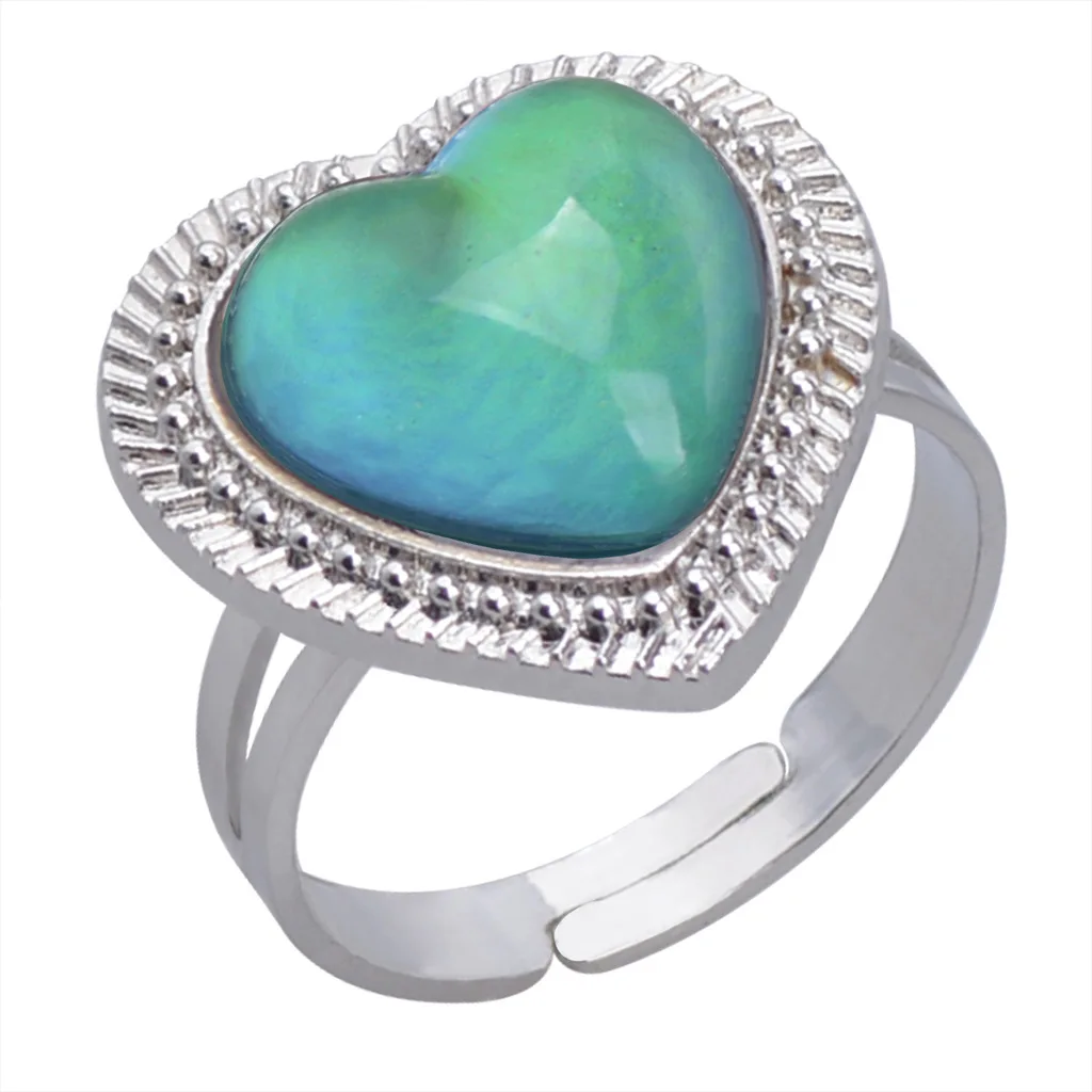 Finger Ring Adjustable Color Change Ring JUCHAO Fashion Love Peach Heart Temperature Control Mood Ring for Women Gothic