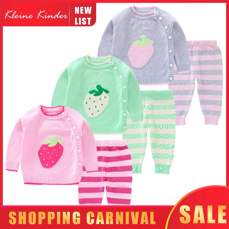 Knitted Suit for Newborns Baby Sweater Sets Childen Knit Pullovers+Pants For Girls Boys Autumn Winter Clothing Set Kids Outfits |
