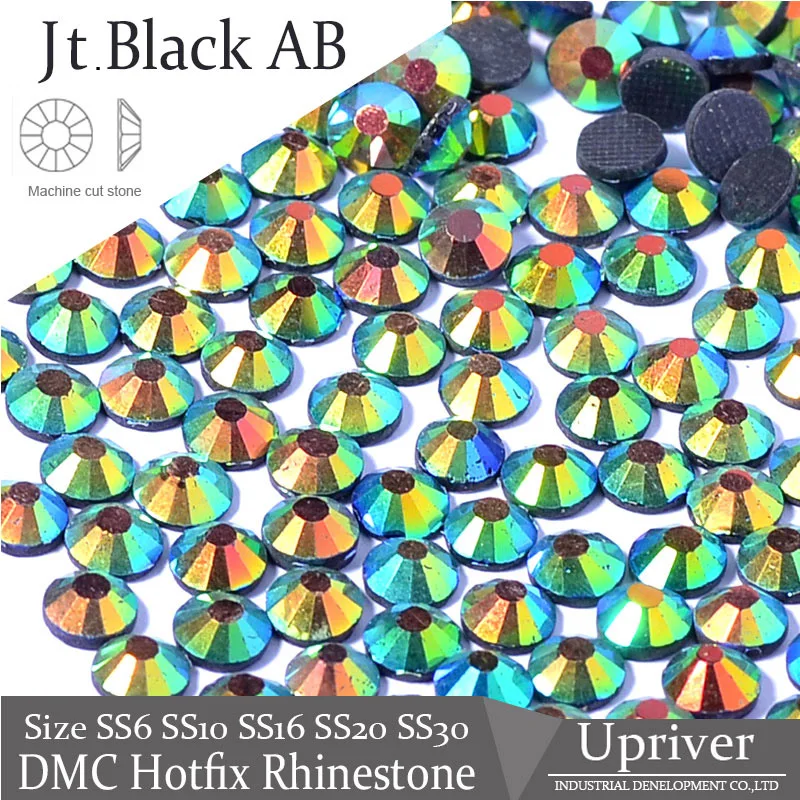 Upriver блестящие камни Jt. Черный AB Стразы с прямой основой DMC SS6 SS10 SS16 SS20 SS30 машины
