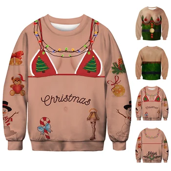 

Men Women Christmas Hoodie Pullover Sweatshirts 3D Elf Boobs Long Sleeve Top TT@88