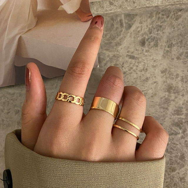 Metal Geometry Circular Punk Rings Set Opening Index Finger Accessories Buckle Joint Tail Ring for Women Jewelry Gifts