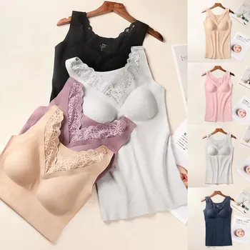 

Seamless Women Elastic Thermal Inner Wear Tank Sexy Lingerie For Woman Underwear Vest Crop Top Lencero Mujer Camis Padded Tops