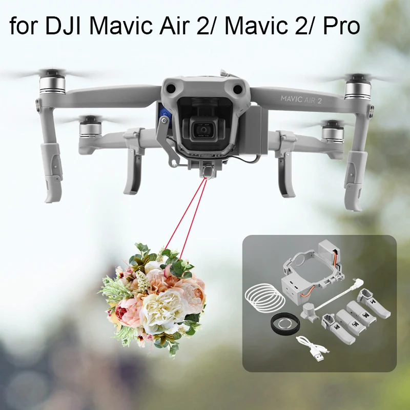 Air Drop System for DJI Mavic Air 2 Pro Zoom Drone Fishing Bait Wedding Ring Gift Deliver Life Rescue Remote Thrower Accessories