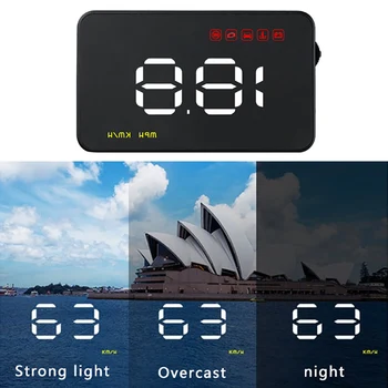

A100 Clear HUD Overspeed Alarm Electronic Speedometer Car OBD2 Head Up Display Universal Projector ABS Warning Multifunction