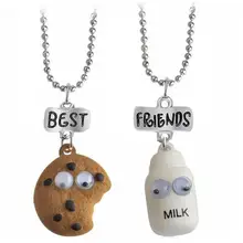 2 шт./компл. мини Oreo печенье и кулон Любителя кофе ожерелье лучший друг печенье молоко BFF подарок еда Дружба Ювелирные изделия