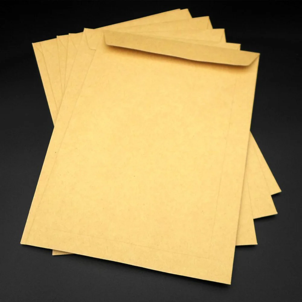 50pcs Kraft Paper Envelope Blank Classic Plain Color Envelopes for Office School Business Letter Storage Envelope (229x162mm) kraft paper envelopes mailing envelopes