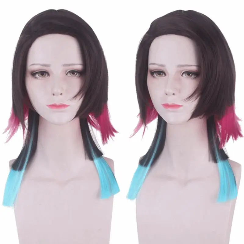 

28Cm Length Multiple Color Cosplay Wig Anime Demon Slayer: Kimetsu no Yaiba Enmu Wig Multi-layer Short Hair