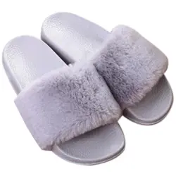 FGGS-Новые Теплые удобные и нескользящие сандалии с мехом на мягкой подошве