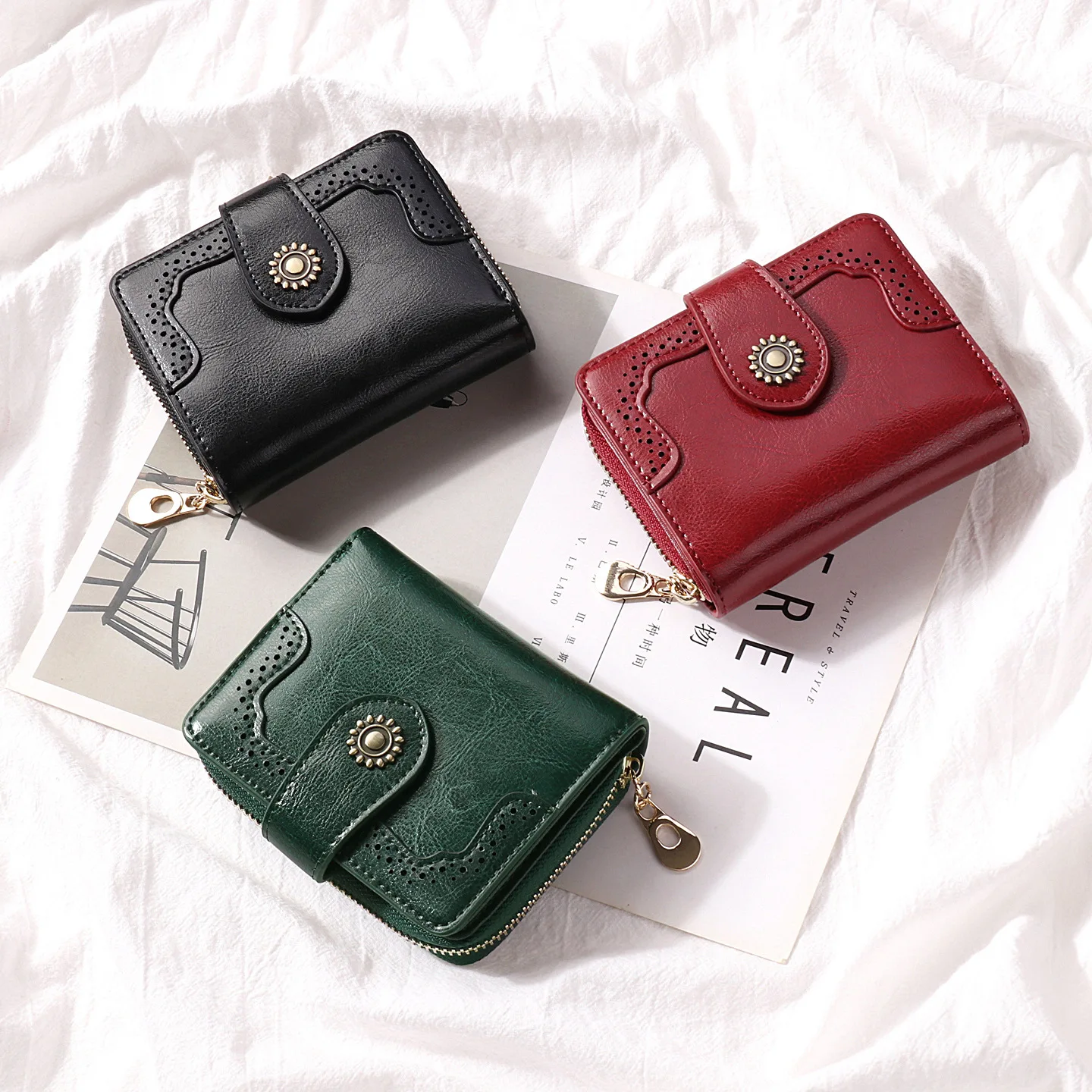 2020 New Lady 100% Guaratee Cowhide Leather Short Style Wallet Vintage Design Genuine Cow Money Bag | Багаж и сумки
