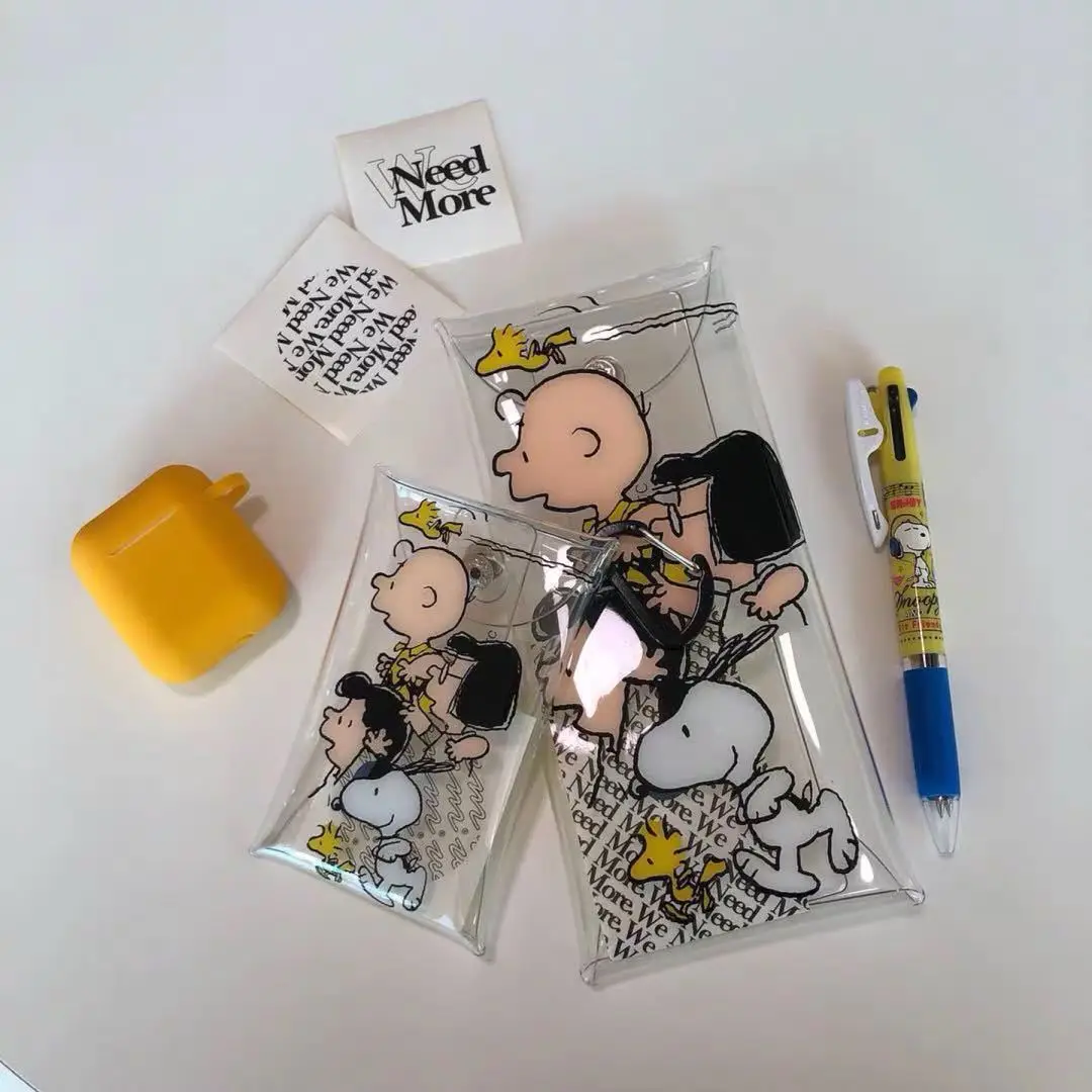 Snoopy Ins выслеживающий Горячая мультфильм Charlie прозрачный ПВХ маленький кавайный пенал карман сумка для хранения кошелек карта Упаковка обучающий инструмент для хранения