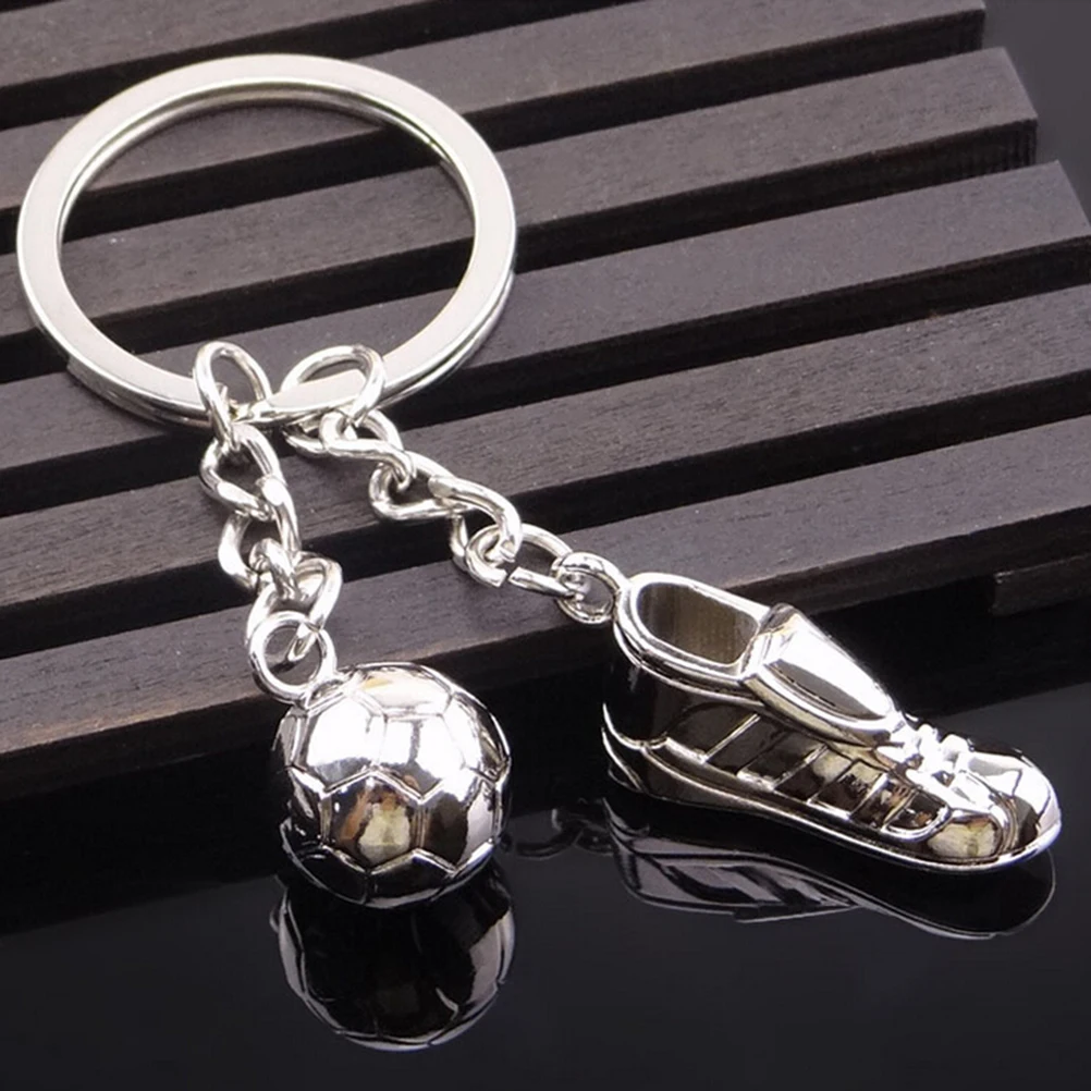 Unique Soccer Shoes Football Ball Stainless Steel Metal Keychain Key Chains Ring Gift