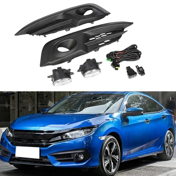 

1 Pair Front Fog Light Clear Lamps Switch+Bulbs for Honda Civic 2/4Dr