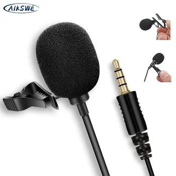 

AIKSWE Metal Microphone 3.5mm Jack Lavalier Tie Clip Microphones USB Audio lapel Mic for iPhone Android phone Camera PC Computer