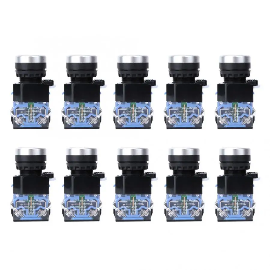 Push Button 10Pcs BEM38-11 Automatic Reset 1 Open 1 Close Flat Push Button Switch 22mm