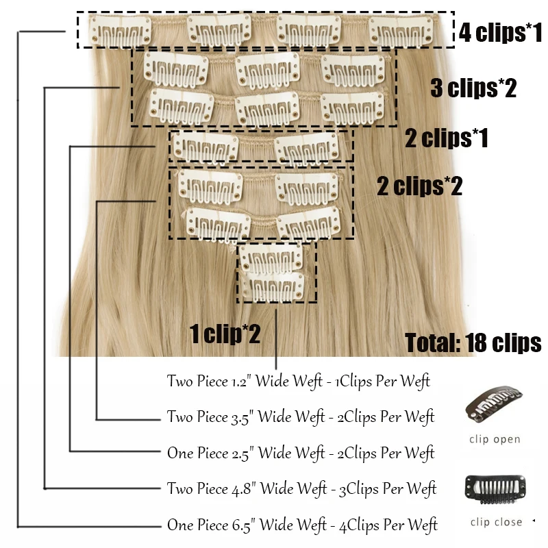 S-noilite 2" 26" 8 шт./компл. 18 клипов в искусственных волосах Стайлинг синтетический клип в наращивание волос длинные прямые поддельные шиньоны