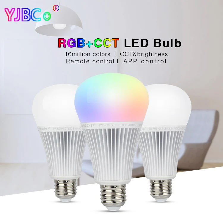 Miboxer 9W RGB+CCT LED Bulb FUT012 E27 light AC100~240V Smart led lamp 2.4G Remote /APP Control