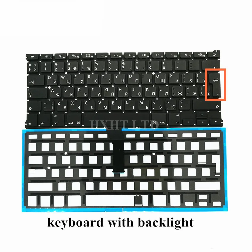 KB with BL A1369 A1466 ru-россия клавиатура для Apple Macbook Air 1" A1369 A1466 Клавиатура ноутбука 2011 2012 2013 лет - Цвет: KB with BL