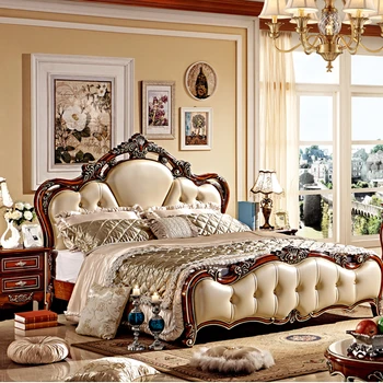 

Loyal Classic King Size brown color Bed and Sofa Wardrobe Set bedroom furniture luxury king size bed french style furniture